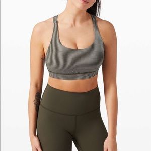 Lululemon Energy Bra - Hype Stripe Dark Olive - Sz 8